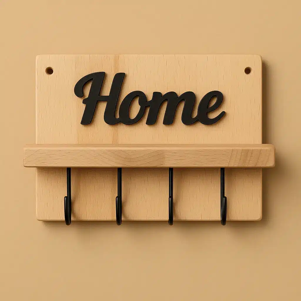 Schlüsselbrett „Home“ – Buchenholz & 3D-Druck – Bild 3