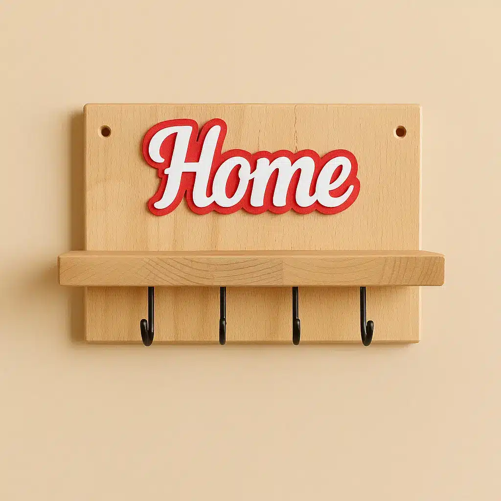 Schlüsselbrett „Home“ – Buchenholz & 3D-Druck – Bild 2