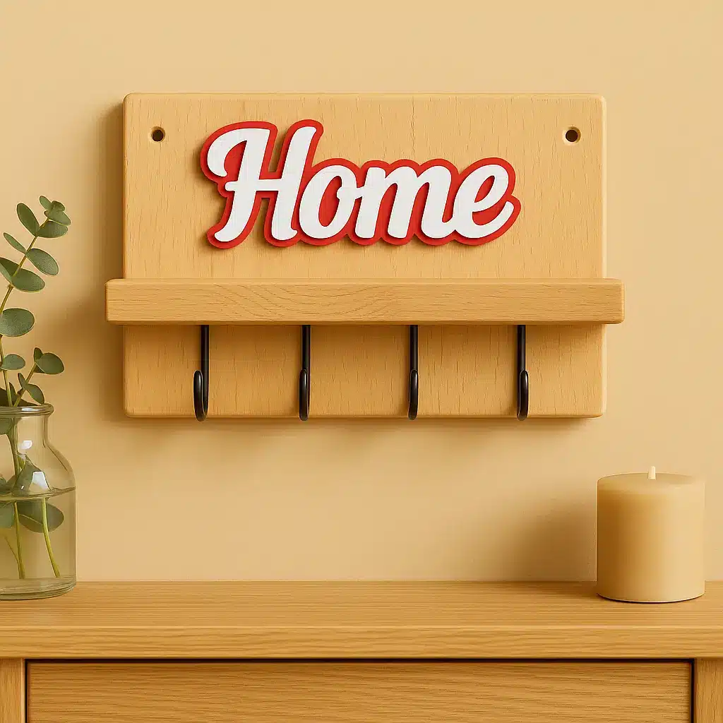 Schlüsselbrett „Home“ – Buchenholz & 3D-Druck – Bild 4