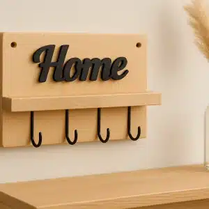 Schlüsselbrett „Home“ – Buchenholz & 3D-Druck