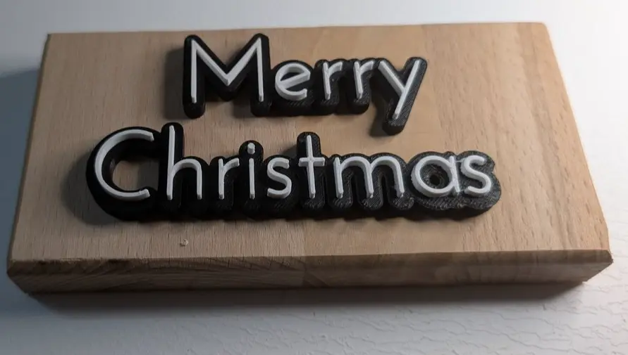 Holzschild „Merry Christmas“ – 3D Schrift in Schwarz mit weißer Kontur – Bild 5