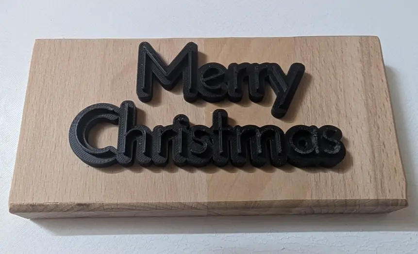 Holzschild „Merry Christmas“ – 3D Schrift in Schwarz mit weißer Kontur – Bild 7
