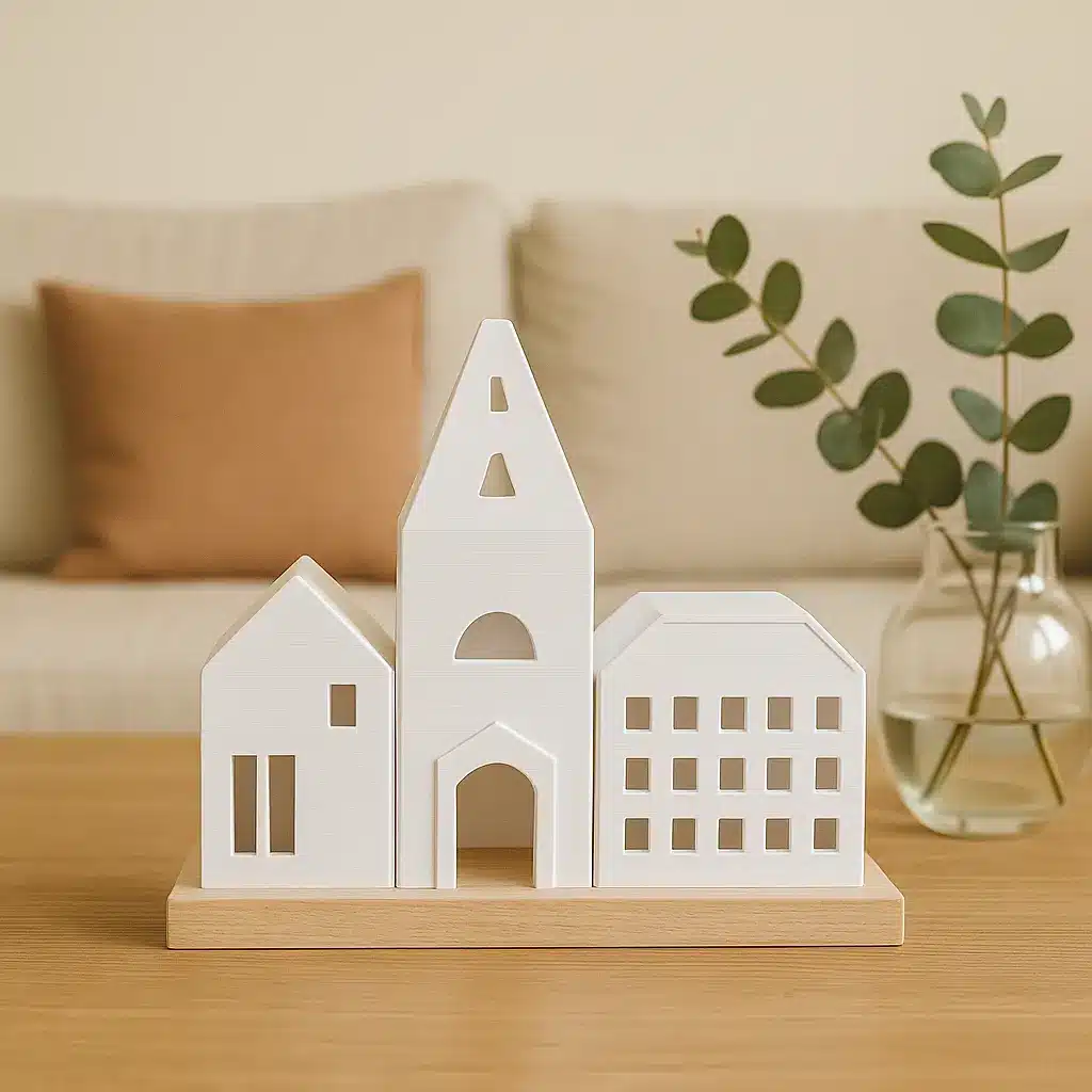Skandinavisches Häuserset – Holz & 3D-Druck – Warmes Deko-Design – Bild 3