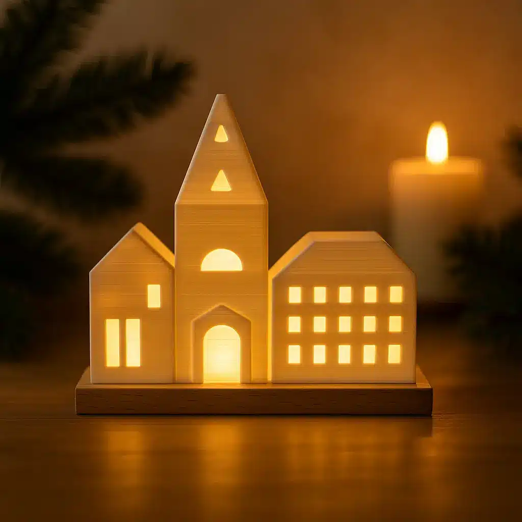 Skandinavisches Häuserset – Holz & 3D-Druck – Warmes Deko-Design – Bild 2