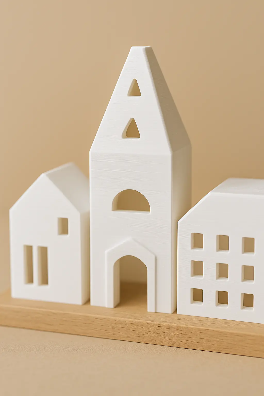 Skandinavisches Häuserset – Holz & 3D-Druck – Warmes Deko-Design – Bild 4