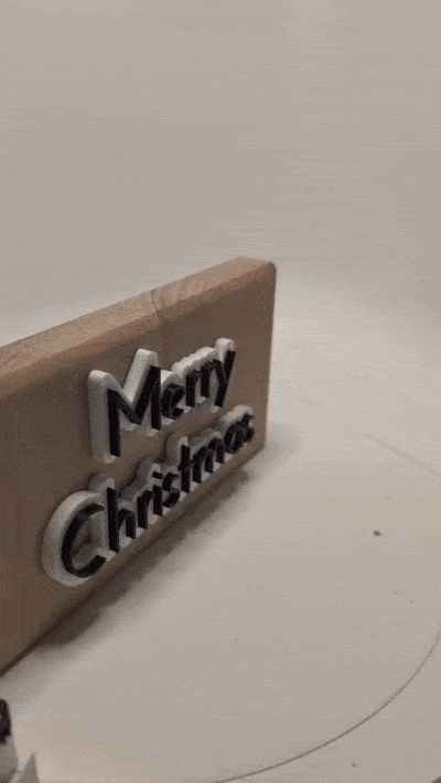 Holzschild „Merry Christmas“ – 3D Schrift in Schwarz mit weißer Kontur – Bild 3