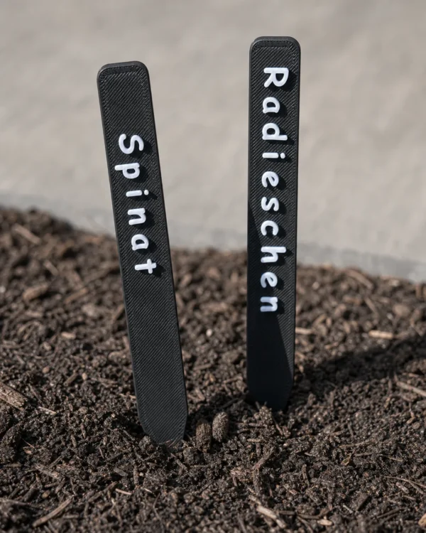 Detailaufnahme personalisierter Pflanzenstecker